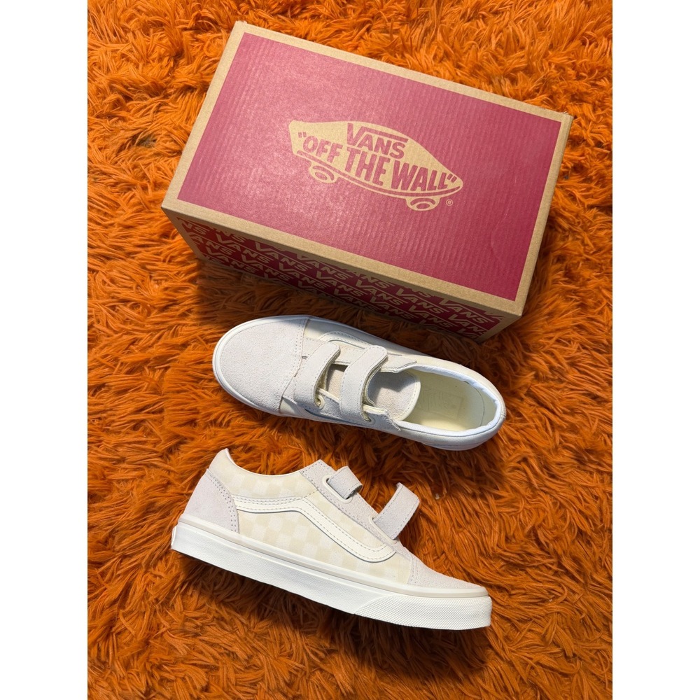 Vans Old Skool V Checkerboard Marshmallow Sneakers VN000D48R2S Kids 4.5 JN